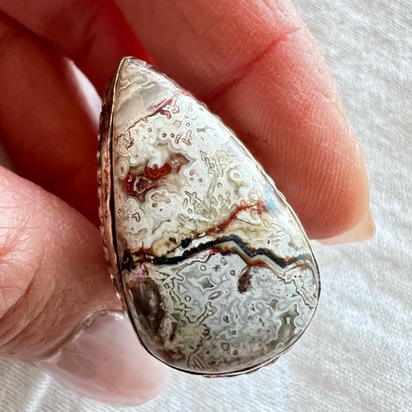 925 Playful Crazy Lace Agate Ring 6 - Picture 1 of 10